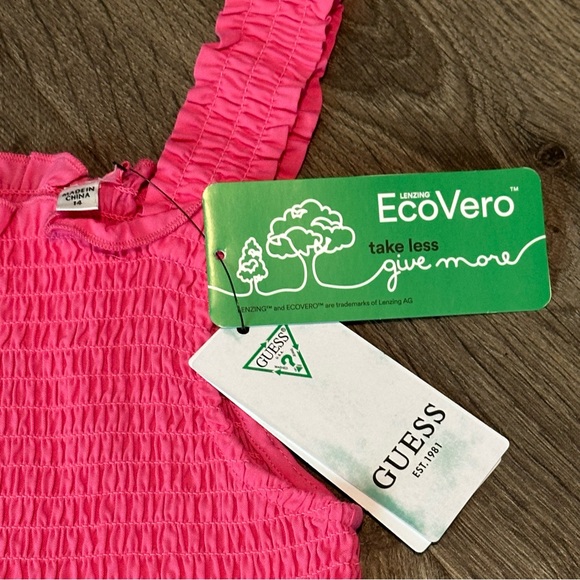 Guess Girls Youth 14 Pink Smocked Peplum Tank NEW - Picture 4 of 4